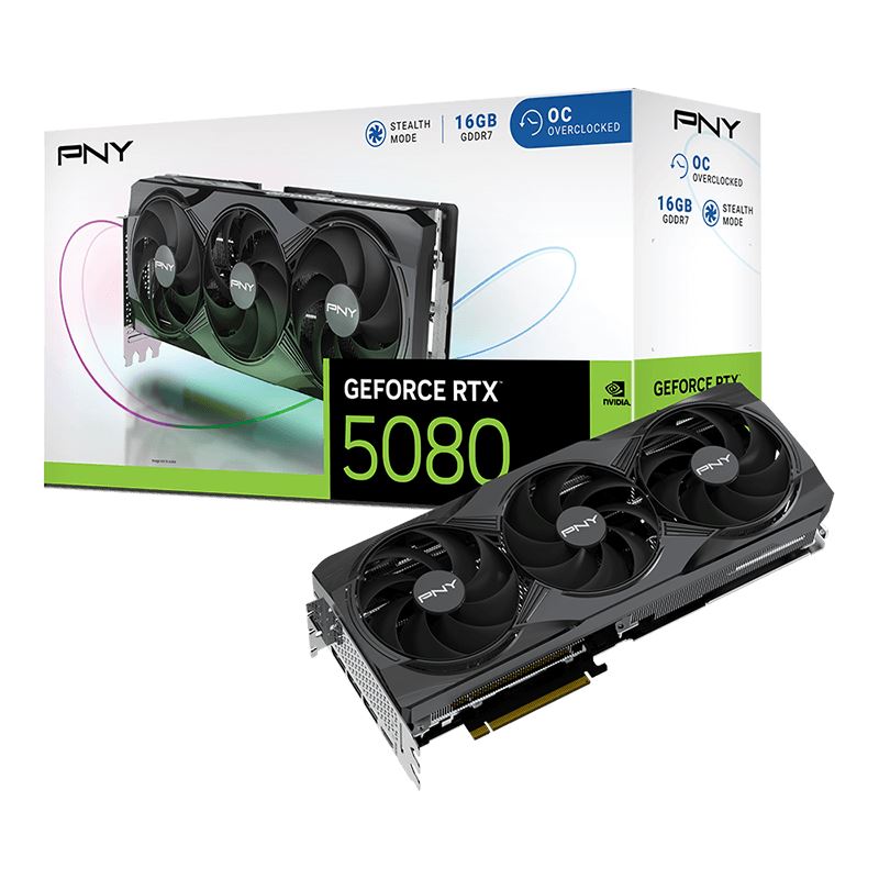 PNY GeForce RTX 5080 OC с тремя вентиляторами