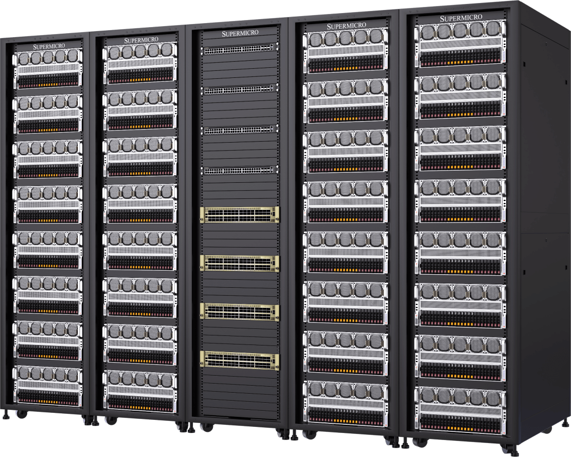 Стойки Supermicro AI SuperCluster с вычислительными узлами