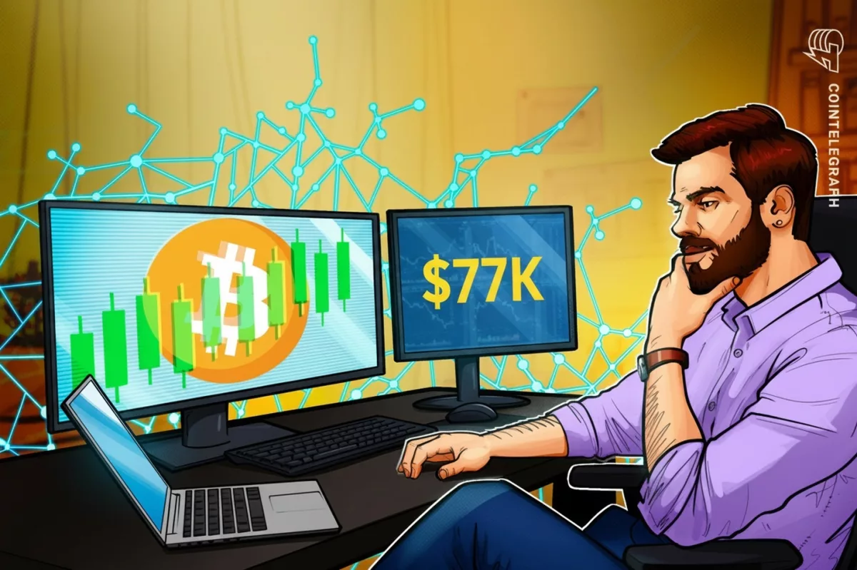 Биткоин пробил $77 тыс., но рост ограничивают фиксация прибыли и осторожность трейдеров